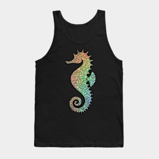 Rainbow Ombre Faux Glitter Seahorse Tank Top